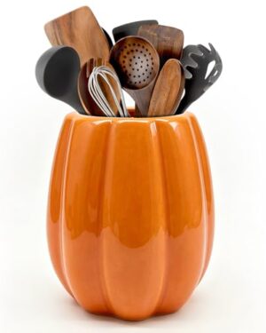 pinata Fall Kitchen Decor, Ceramic Fall Pumpkin Utensil Holder