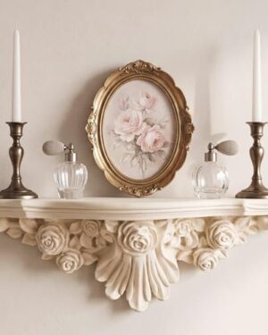 Pinkunn 17" Vintage Antique White Floating Wall Shelf
