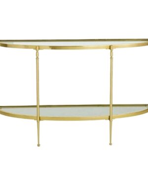 AT HOME | Brushed Gold & Glass Console Table