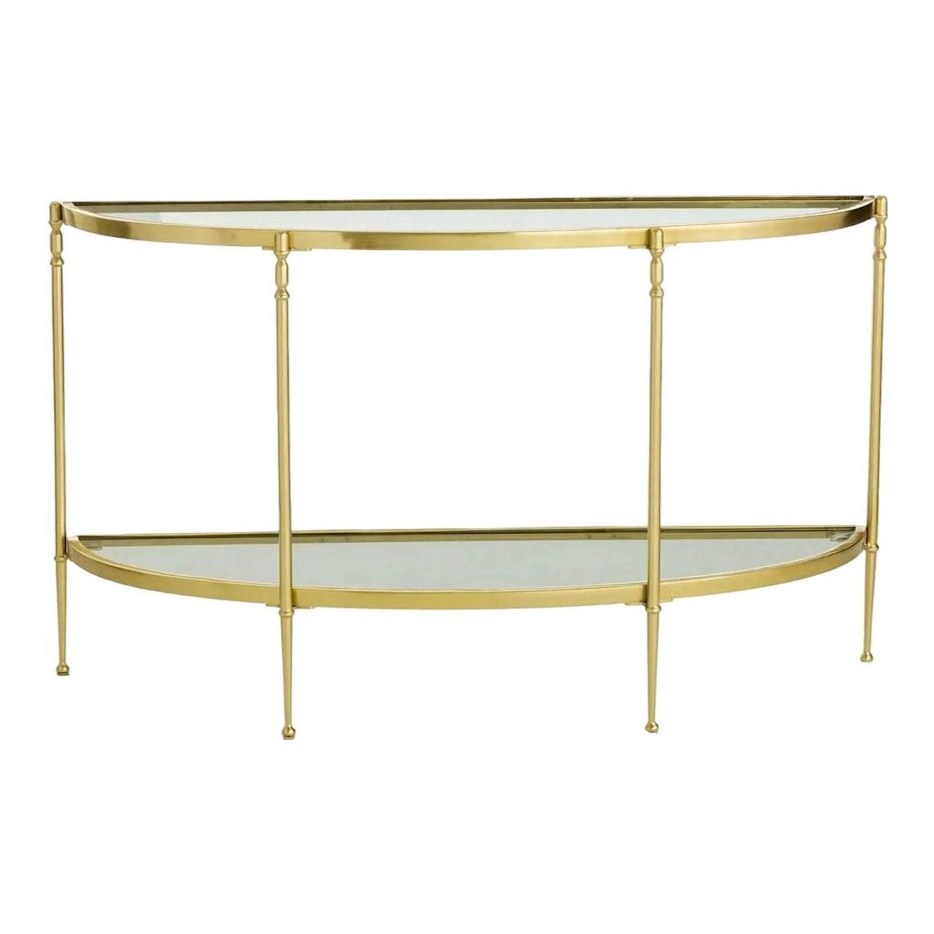AT HOME | Brushed Gold & Glass Console Table