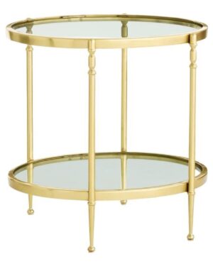 AT HOME | Brushed Gold & Glass Round Side Table