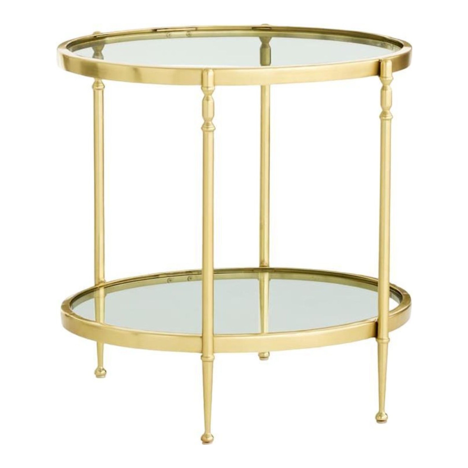 AT HOME | Brushed Gold & Glass Round Side Table