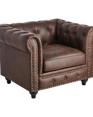 AT HOME | Providence Chesterfield Brown Faux Leather Tufted Accent Chair