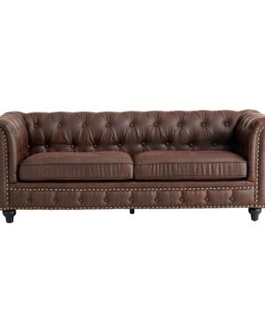 AT HOME | Chesterfield Faux Leather Tufted Sofa