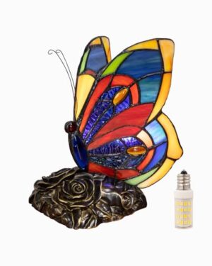 Radtiff Tiffany Style Butterfly Stained Glass Table Lamp