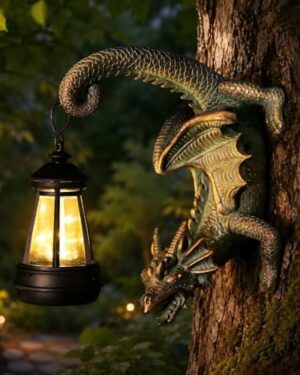 REYISO Solar Dragon Tree Hugger Statue Wall Decor:Outdoor Lights Decoration