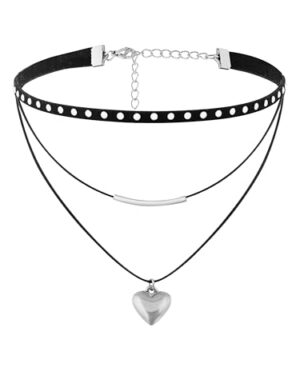Sacina Layered Black Heart Choker, Gothic Emo Punk Grunge Necklace, Goth Jewelry, Valentine Christmas Jewelry Gift