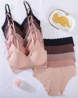 SHEIN 10pcs/Set Comfortable Seamless Wave Rim Underwear Set