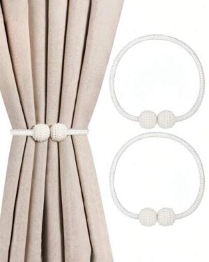 SHEIN 2pcs Magnetic Curtain Tiebacks, Window Tieback Holder Decorative Rope Fixer Classic Tie Design For Home Office