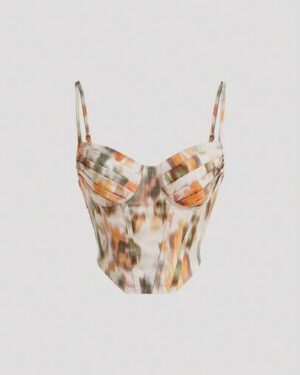 SHEIN | Floral Print Asymmetrical Hem Tie Dye Bustier Corset