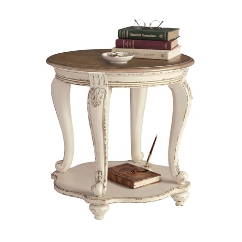 Signature Design by Ashley Realyn Round End Table, French Country, White