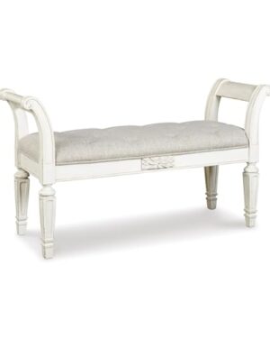 Signature Design by Ashley Realyn Upholstered Accent Bench, Antique White