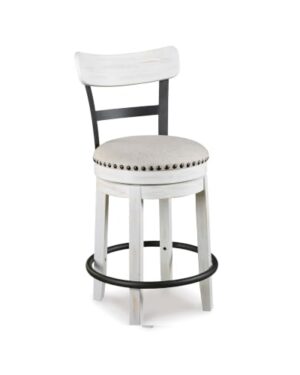 Signature Design by Ashley Valebeck Swivel Counter Height Bar Stool, White