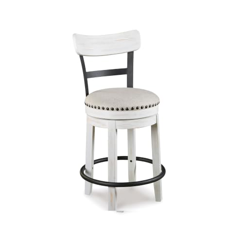 Signature Design by Ashley Valebeck Swivel Counter Height Bar Stool, White
