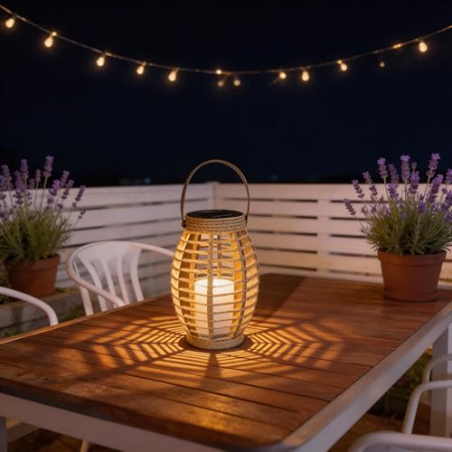 Solar Lanterns Outdoor Waterproof, Olive-Shaped Solar Lantern with Handle, Dusk to Dawn 6-8Hr Outdoor Lanterns, Hanging & Tabletop Decor for Garden/Patio, Ideal Gift for Outdoor Lovers