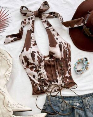 Soleia V-Neck Tie-Up Suede Deconstructed Women's Vest,Beige Summer Western Night Out Bohemian Holiday Music Festival No Chest Padding
