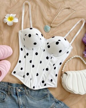 SHEIN | Polka Dot Print Camisole Corset Top