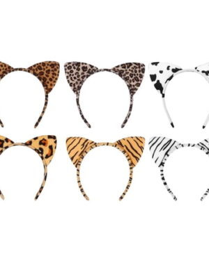 TEAMD 6-Piece Cat Ear Headband Plush Leopard Texture Headband Cheetah Ear Headband Cosplay Party Hair Accessories