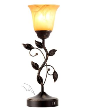 Touch Control Leaf Vintage Table Lamp with 3-Way Dimmable 2 USB C+A Ports