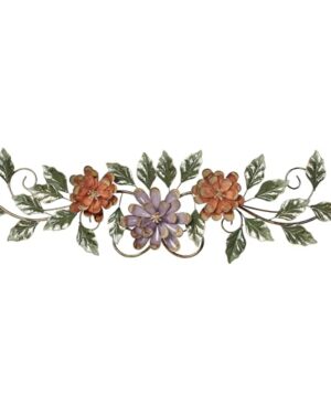 Touch of Class Spring Grace II Floral Metal Wall Topper Multi Pastel | Green, Mauve, Purple, Gold, Light Brown | Botanical Style Artwork for Bedroom, Living Room, Bathroom, Office