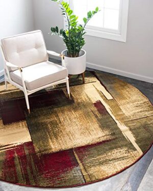 Unique Loom Barista Collection Area Rug - Timor (4' 1" Round, Multi/ Red)