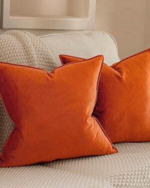 VAKADO Burnt Orange Rust Fall Velvet Throw Pillow Covers 18x18 Set of 2