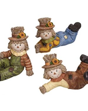 Valery Madelyn Scarecrow Fall Decorations for Home, 3 Pcs Fall Decor for Table Indoor Outdoor, Resin Thanksgiving Decorations Garden Pumpkins Figurines for Autumn Harvest Porch Tiered Tray, 4.7"