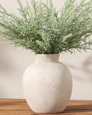 Vanselia Ceramic Flower Vase Home Decor - Farmhouse Table Vases Rustic Vintage Living Room Kitchen Bedroom Decorations for House Book Shelf Office Coffee Desk Dining Fireplace (7.4" Rustic)