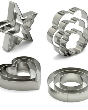 VTUGP Metal Cookie Cutters Set of 12 - Heart, Flower, Round, Star Shapes