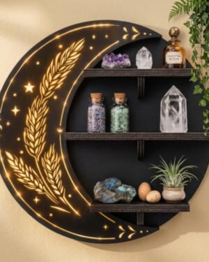Wall Shelves for Bedroom with 3 Lighting Modes, Floating Shelf Home Decor