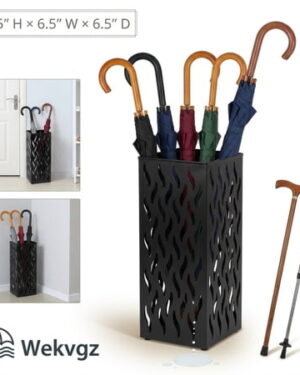 Wekvgz Metal Umbrella Indoor Holder Entryway Hollowed Square Decorative Umbrella Racks and Stands Freestanding Storage Organizer (6.5*6.5*16.5in)