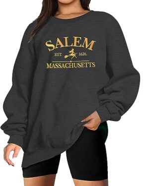 Women Halloween Sweatshirt Oversized Salem Massachusetts Hocus Pocus Shirt