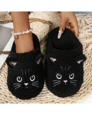 Women's Home Slippers, Cute Cartoon Cat Design, Spring/Autumn/Winter, Casual Office Slippers, Daily Versatile, Unisex Couple Slippers