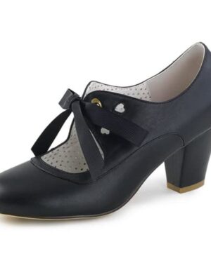 Women's Vintage Shoes Mary Jane Pumps Chunky Block Shoes Heart Hollow Adorable Unique Round Toe Design with Lace Up