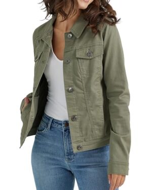 Wrangler Authentics Women's Stretch Denim Jacket, Olive, Small