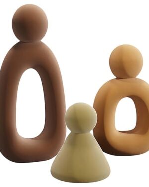 XINXUAN Abstract Three Sculptures - Minimalist Home Decoration, Modern Living Room Character Design, Desktop Decoration, Neutral Resin Art, Meaningful Home Gifts ﻿ (Flocking Color)