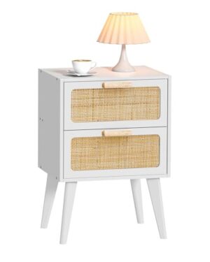 YAUKOMEL White Nightstand, Wood End Table, Side Table CTG59W