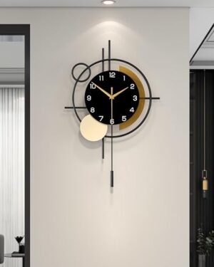 YIJIDECOR Wall Clock for Living Room Decor Modern Clock Pendulum Silent