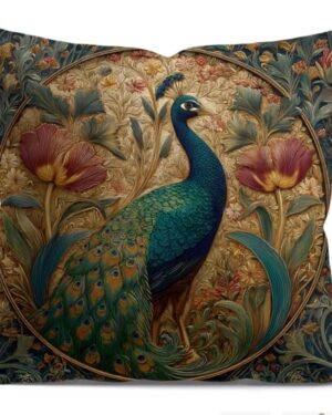 YOU FOUND ME William Morris Abstract Art Floral Peacock Design Throw Pillow Cover Home Decor, Vintage Peacock Pillowcase Cover for Bed Sofa Living Room, Indoor and Outdoor,18x18inch (Vintage Peacock)