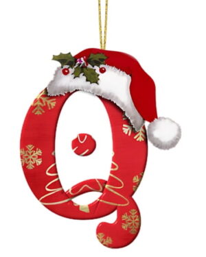 yulier Christmas Initial Ornaments, Personalized DIY 26 Letters Christmas Tree Decoration Pendant, Red Acrylic Initial Monogram Shape Xmas Tree Hanging Decor Christmas Gifts
