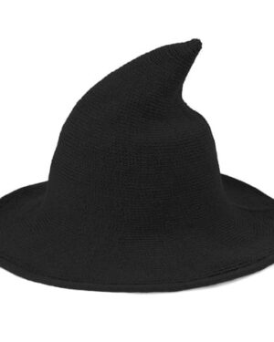 Zando Witch Hats for Women Modern Wool Witches Hat Adult Wide Brim Wizard Hat Black