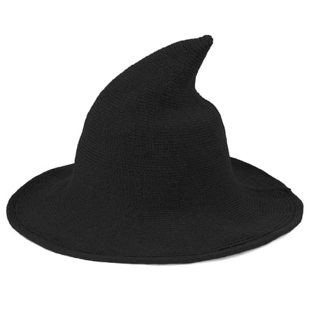 Zando Witch Hats for Women Modern Wool Witches Hat Adult Wide Brim Wizard Hat Black