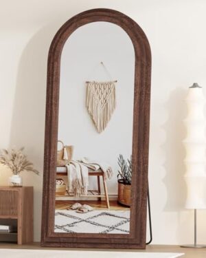 ZHUNFA External Three-Layer Arched Full Length Mirror with Solid Wood Frame
