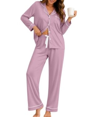 ZMJ Pj Sets for Woman Pajama Sets for Women 2 Piece Maternity Pajamas Bean Bean Paste XS