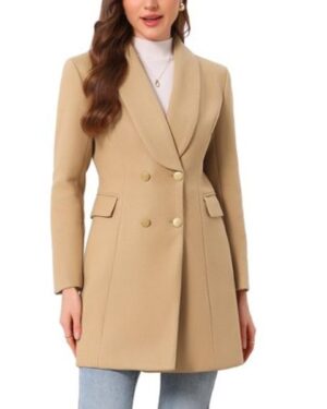 Target | Women's Winter Double Breasted Lapel Neck Long Sleeve Outerwear Overcoat