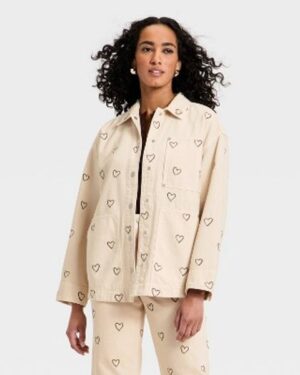 Target | Women's Heart Embroidered Chore Denim Jacket