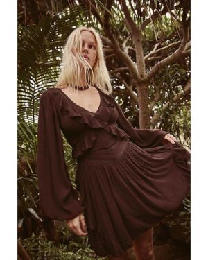 Free People | Ruffle Long Sleeve Mini Dress