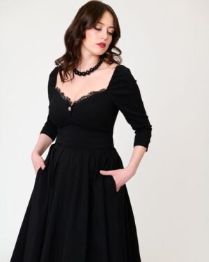 Unique Vintage | Black Trim Lamar Swing Dress