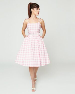 Unique Vintage | Pink & White Gingham Bobbie Swing Dress
