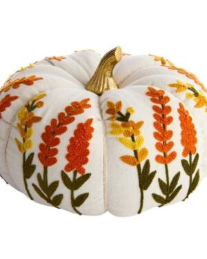 AT HOME | Embroidered Pumpkin With Metal Stem